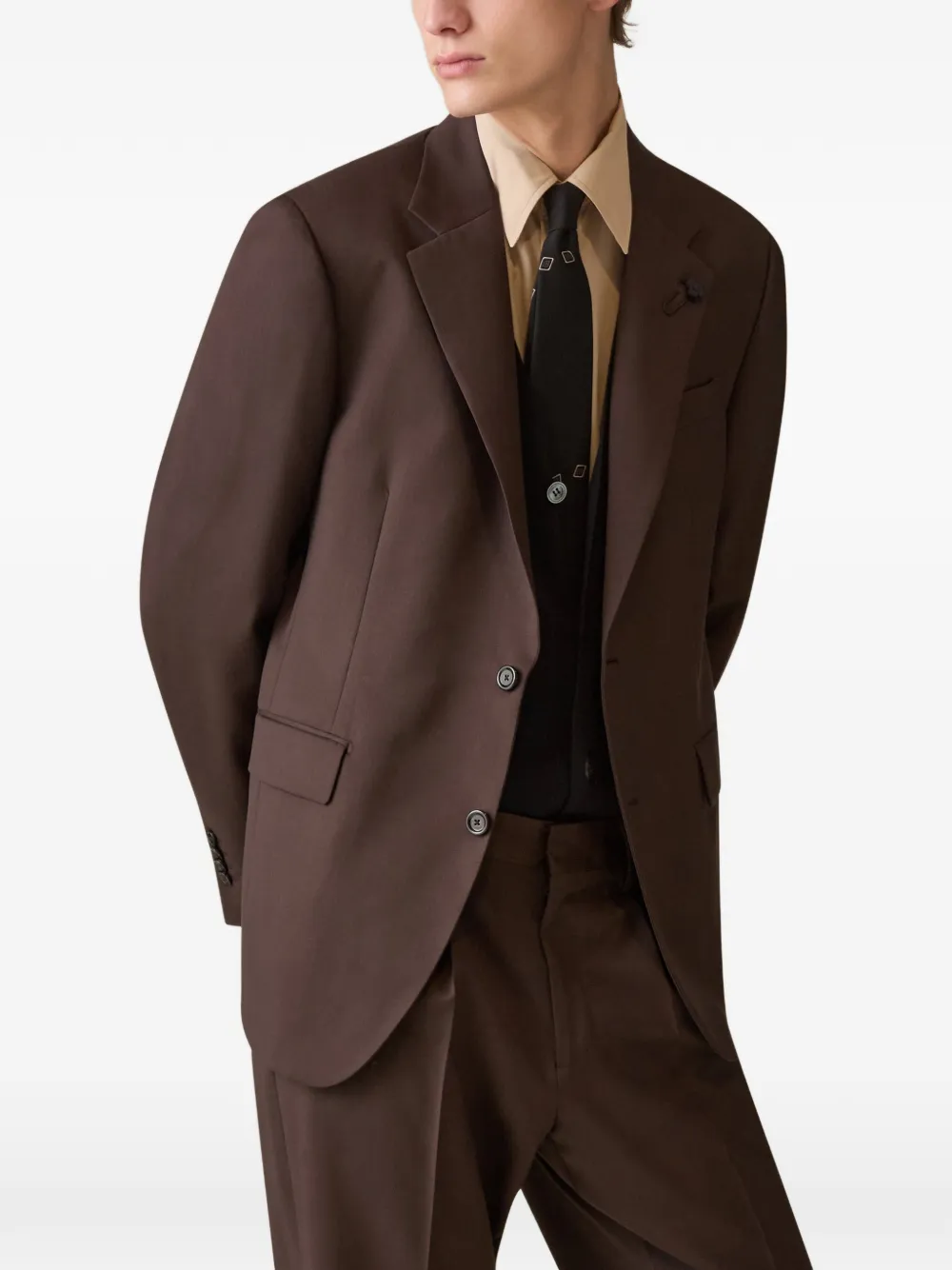 Lardini single-breasted wool blazer Bruin