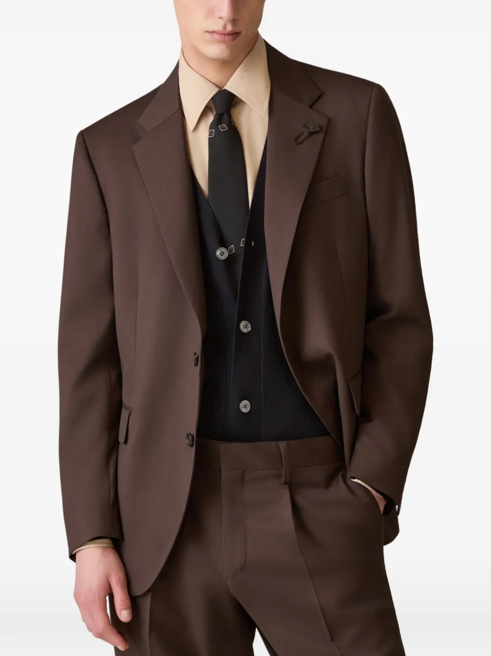 Lardini single-breasted wool blazer Bruin