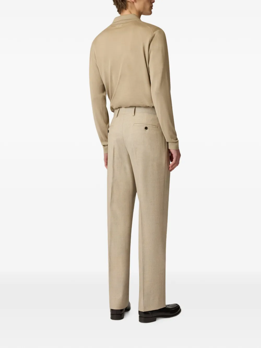 Lardini pleated wool straight-leg trousers Beige