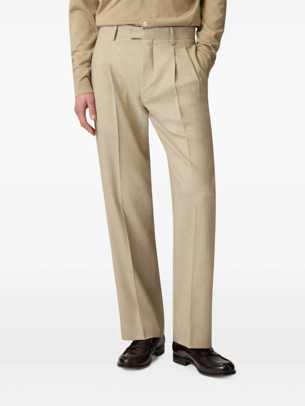 Lardini pleated wool straight-leg trousers Beige