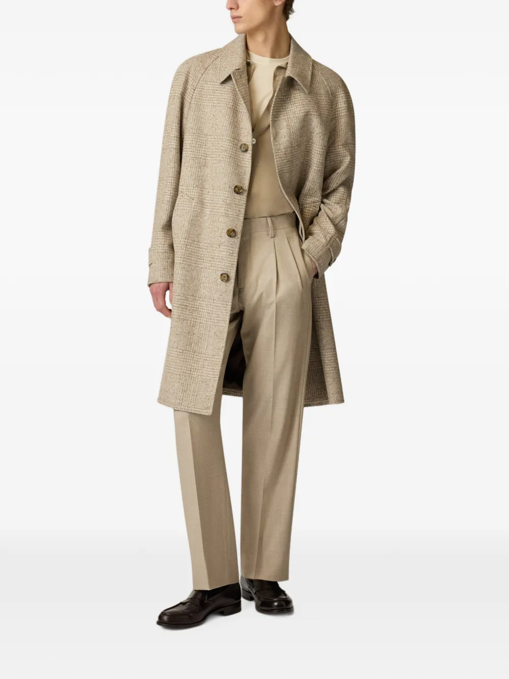 Lardini pleated wool straight-leg trousers Beige
