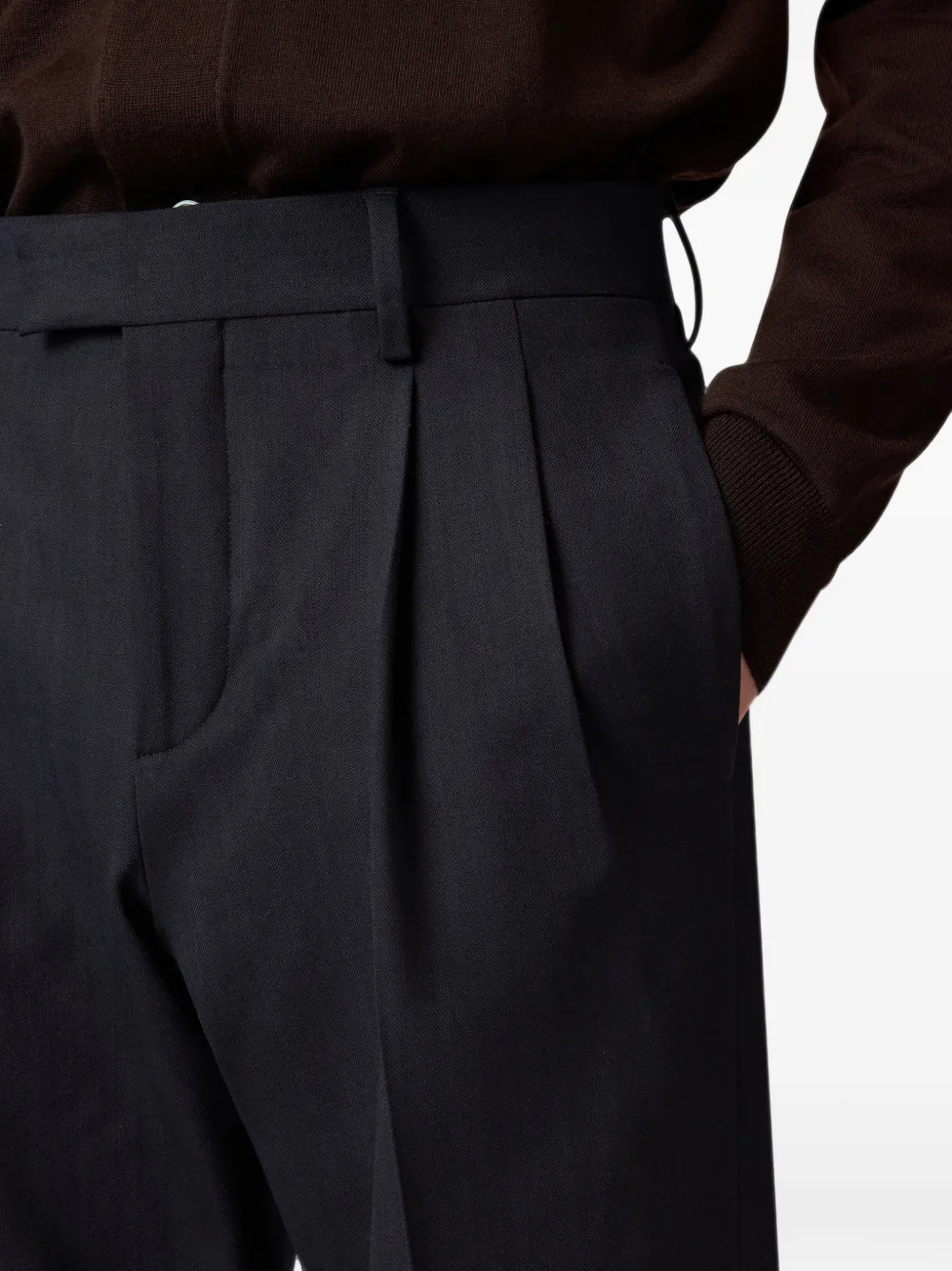 Lardini Plooibroek met visgraatpatroon Blauw