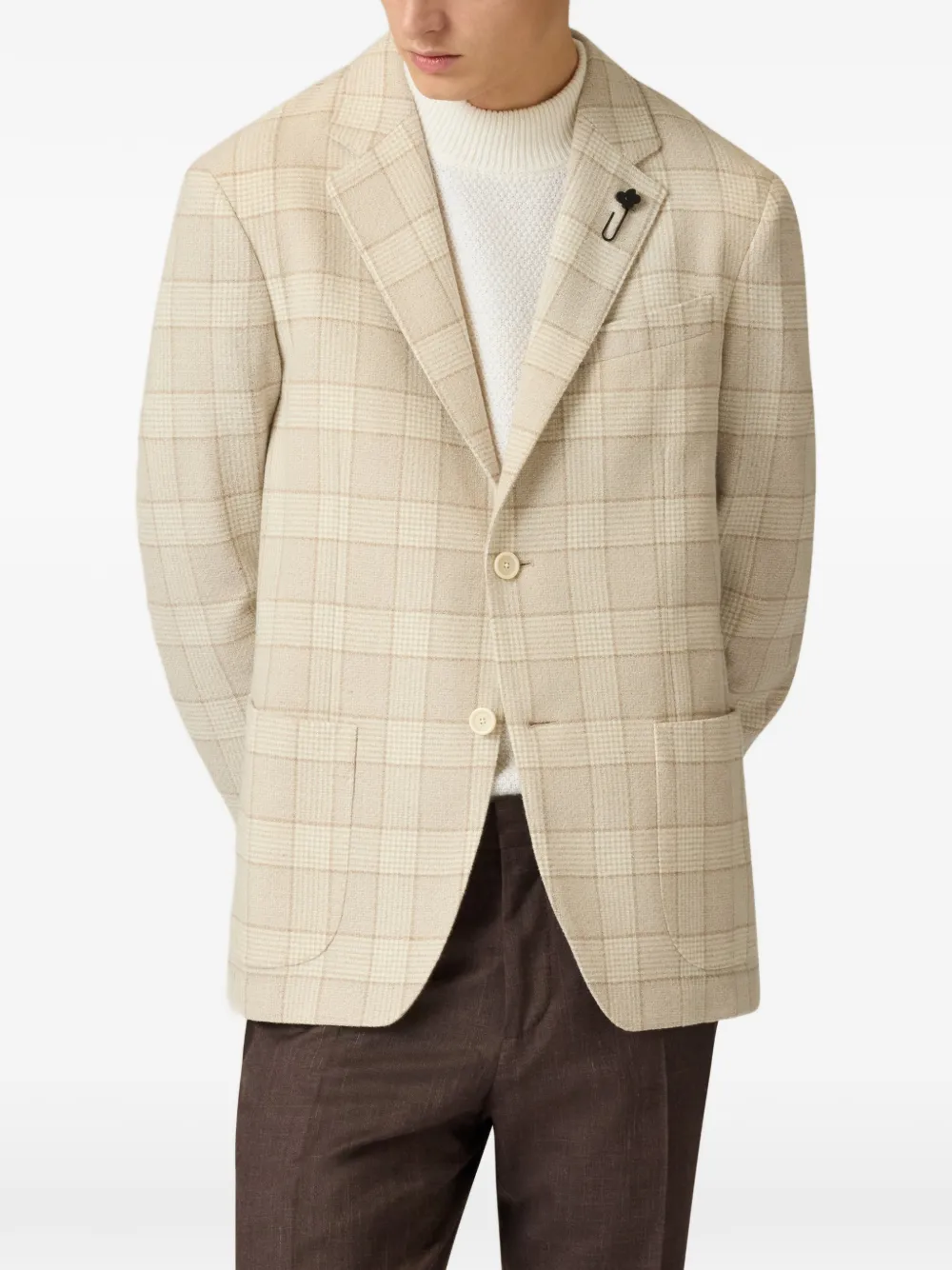 Lardini Glen-check bouclé blazer Beige