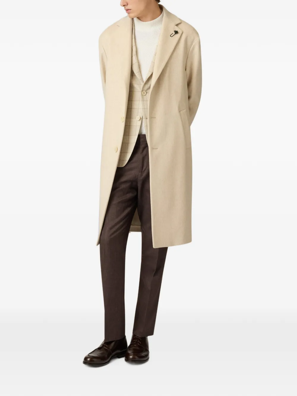 Lardini Glen-check bouclé blazer Beige