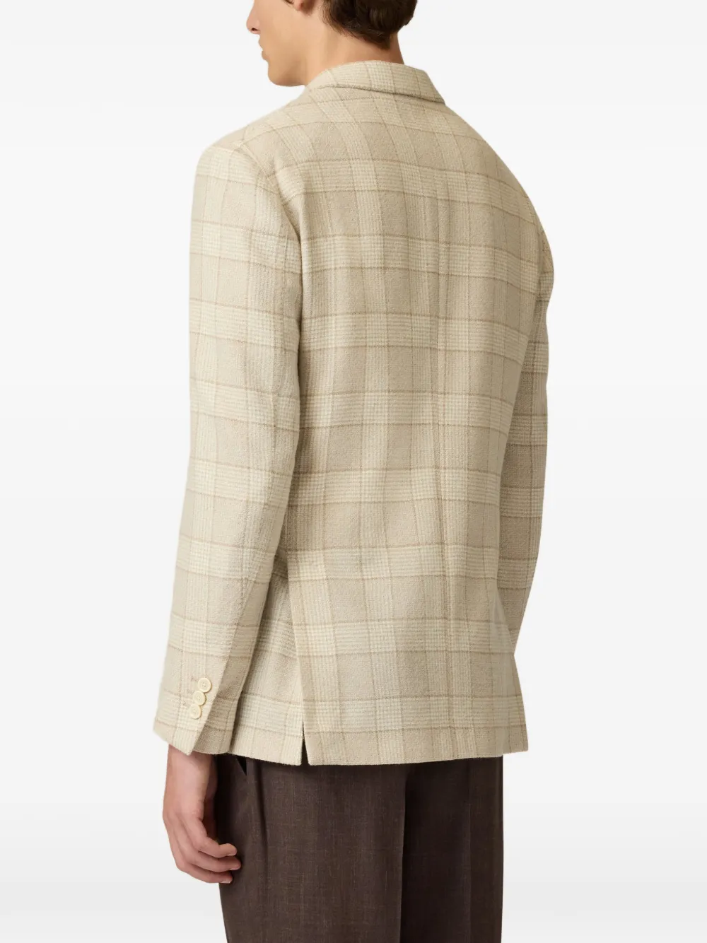 Lardini Glen-check bouclé blazer Beige