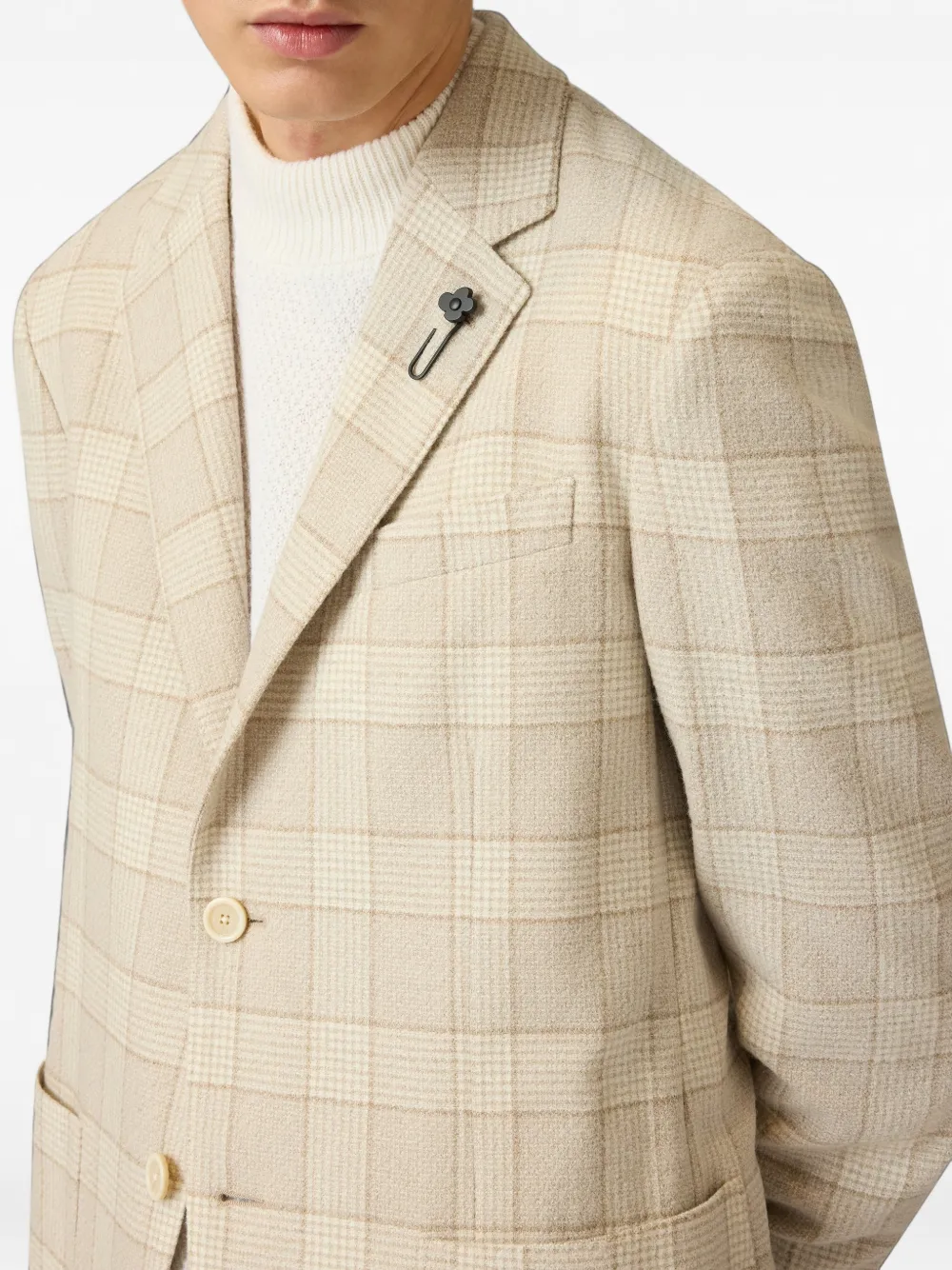 Lardini Glen-check bouclé blazer Beige