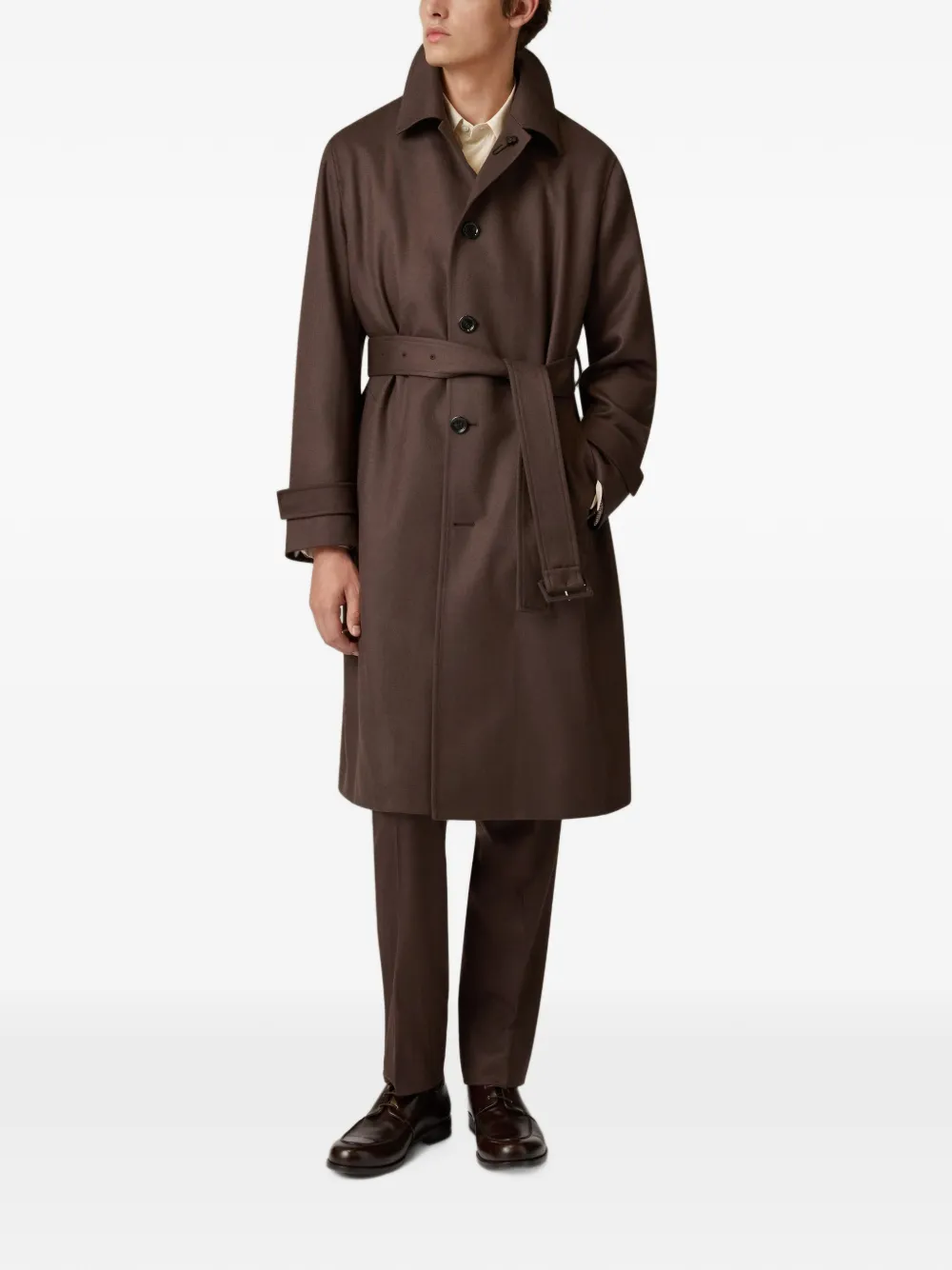 Lardini single-breasted wool trench coat Bruin