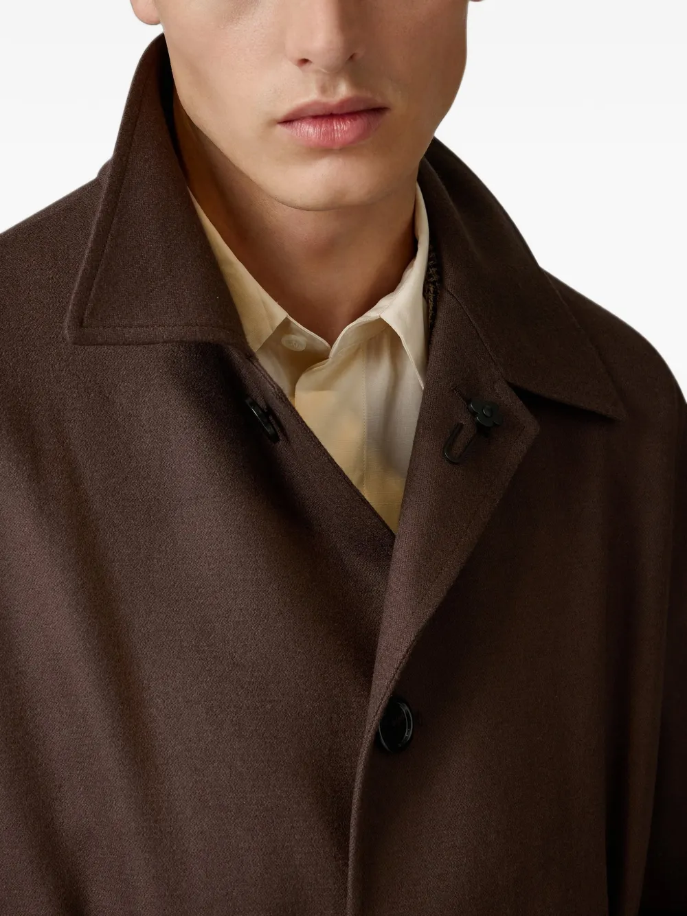 Lardini single-breasted wool trench coat Bruin