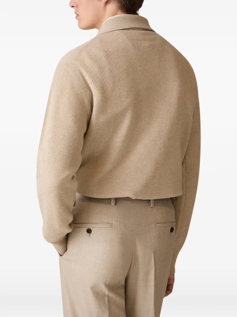 Lardini ribbed-knit long-sleeve sweater Beige