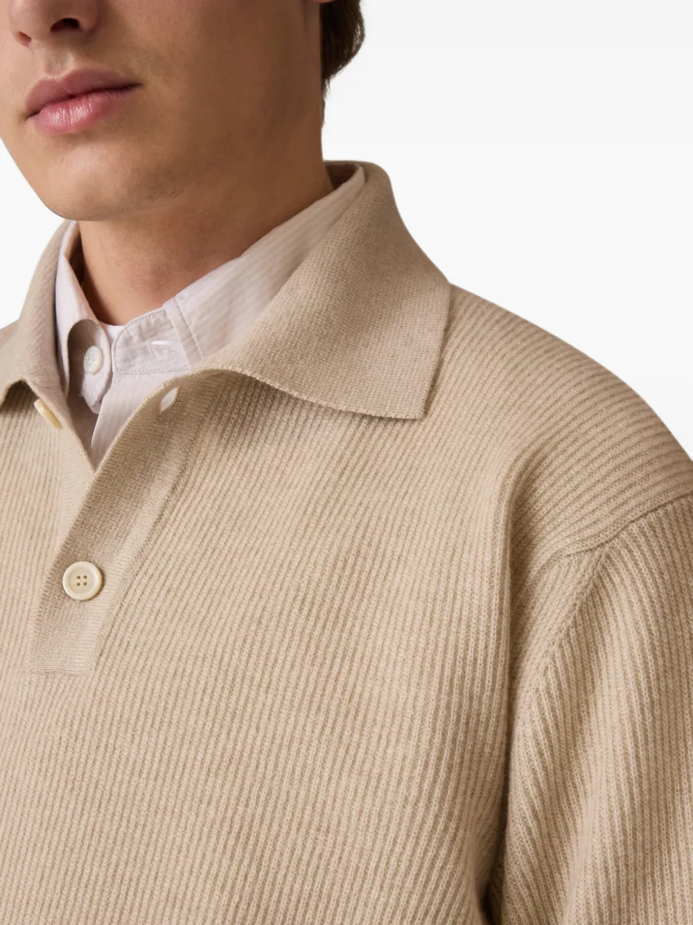 Lardini ribbed-knit long-sleeve sweater Beige