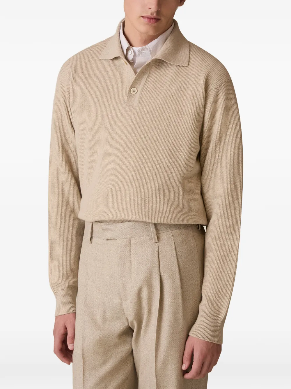 Lardini ribbed-knit long-sleeve sweater Beige