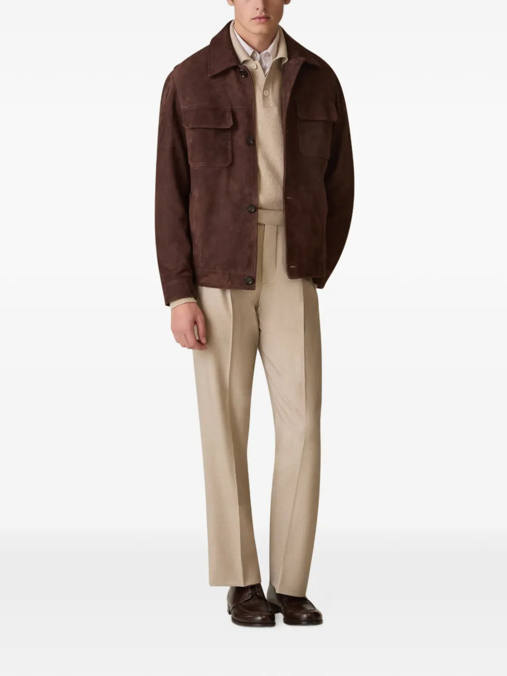 Lardini ribbed-knit long-sleeve sweater Beige