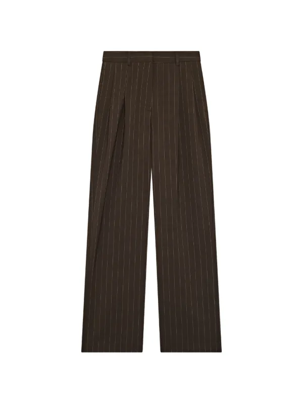 Lardini Pinstripe Pleated Trousers in Brown