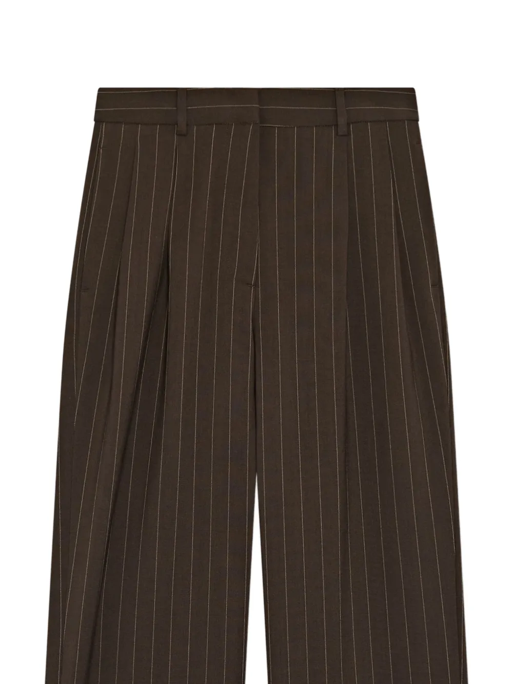 Lardini Pinstripe Pleated Trousers in Brown, view 2