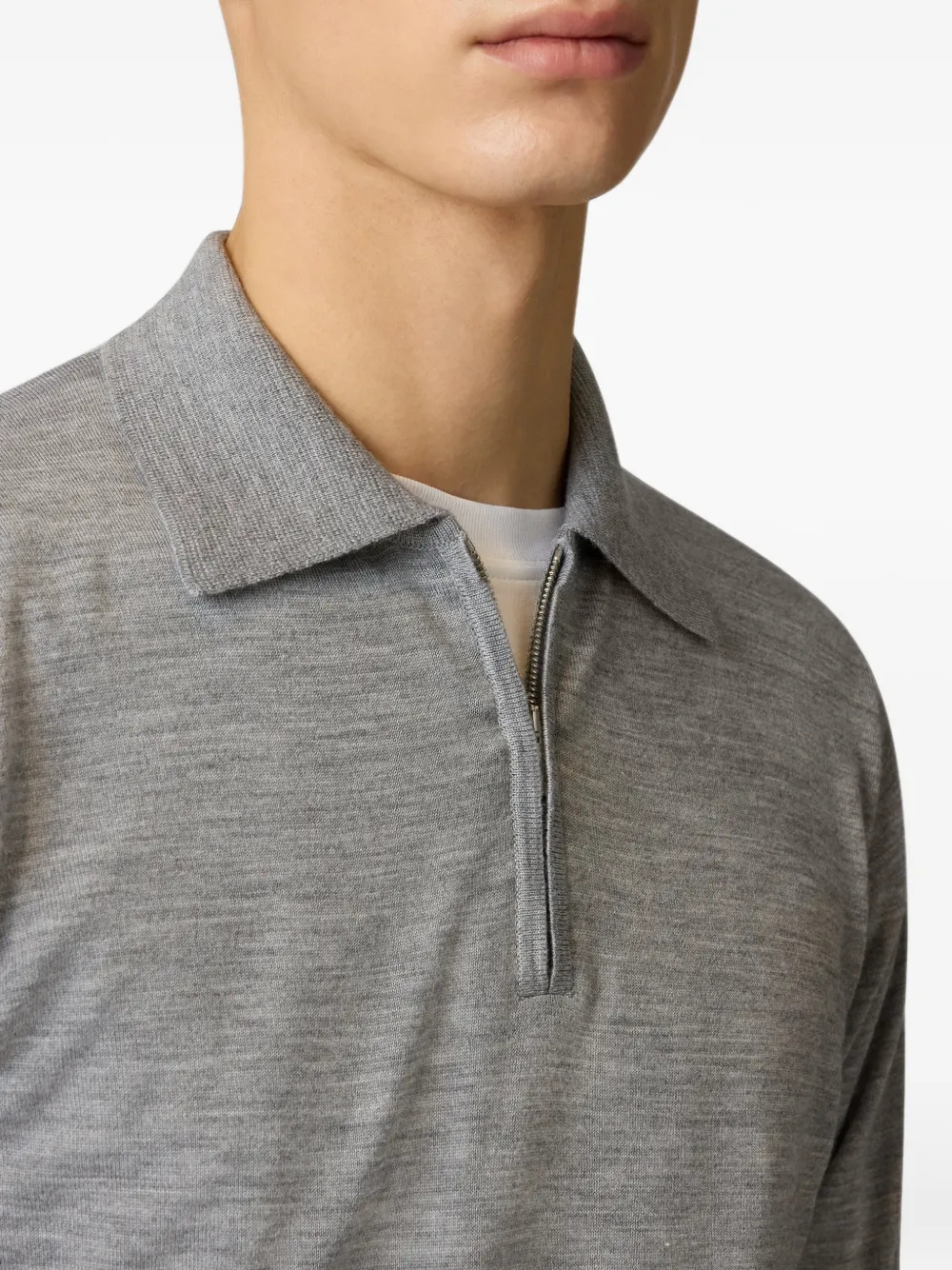 Lardini zip-fastening long-sleeve polo shirt Grijs
