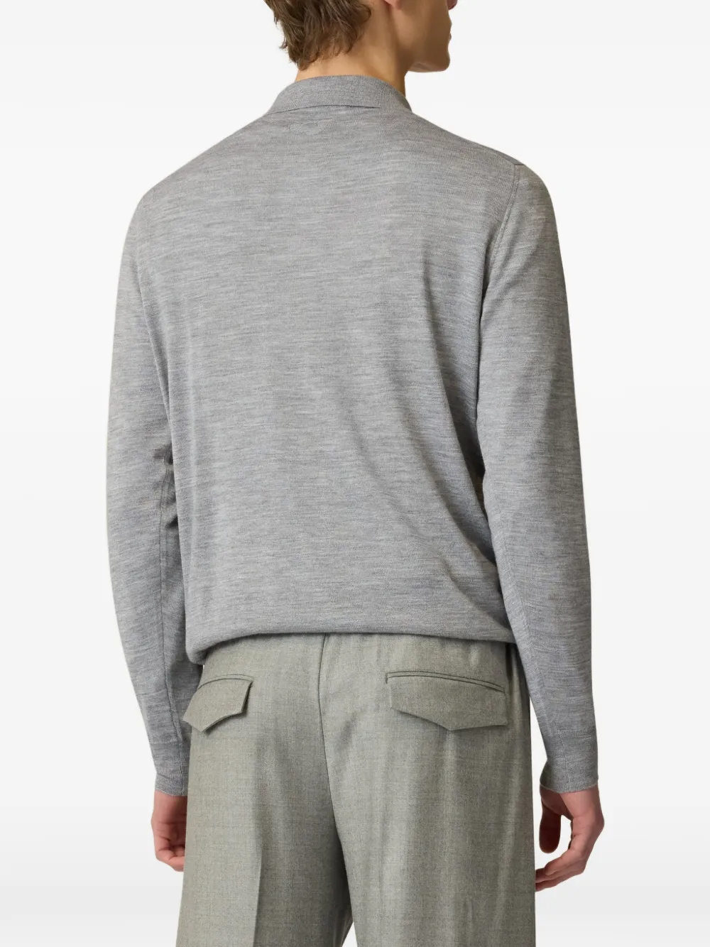 Lardini zip-fastening long-sleeve polo shirt Grijs