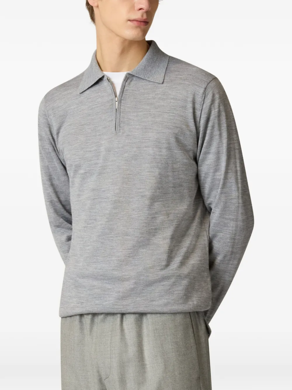 Lardini zip-fastening long-sleeve polo shirt Grijs
