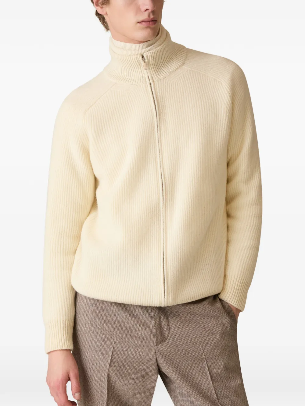 Lardini Ribgebreid vest Beige