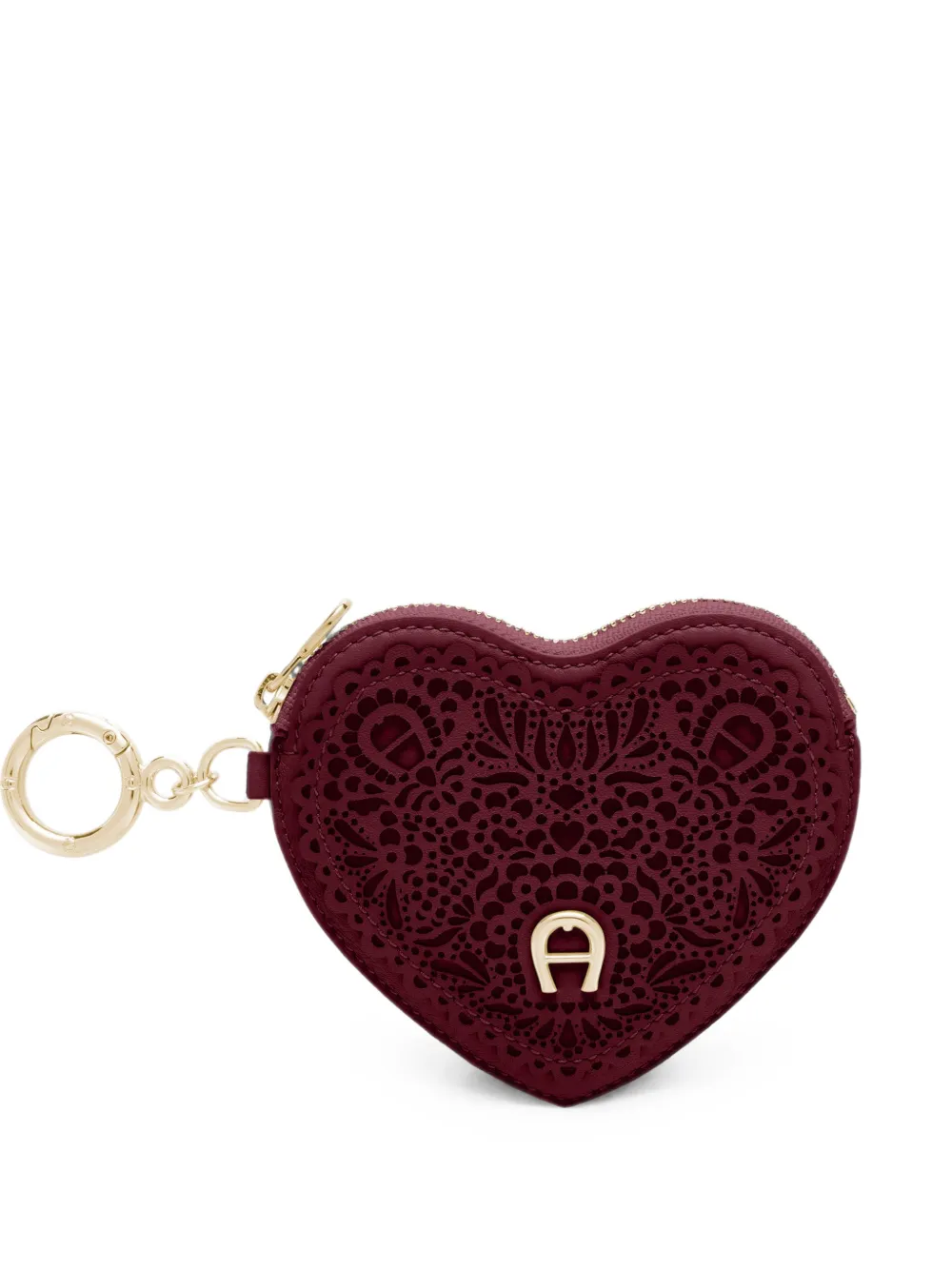 Aigner Heart Bag Charm In Burgundy