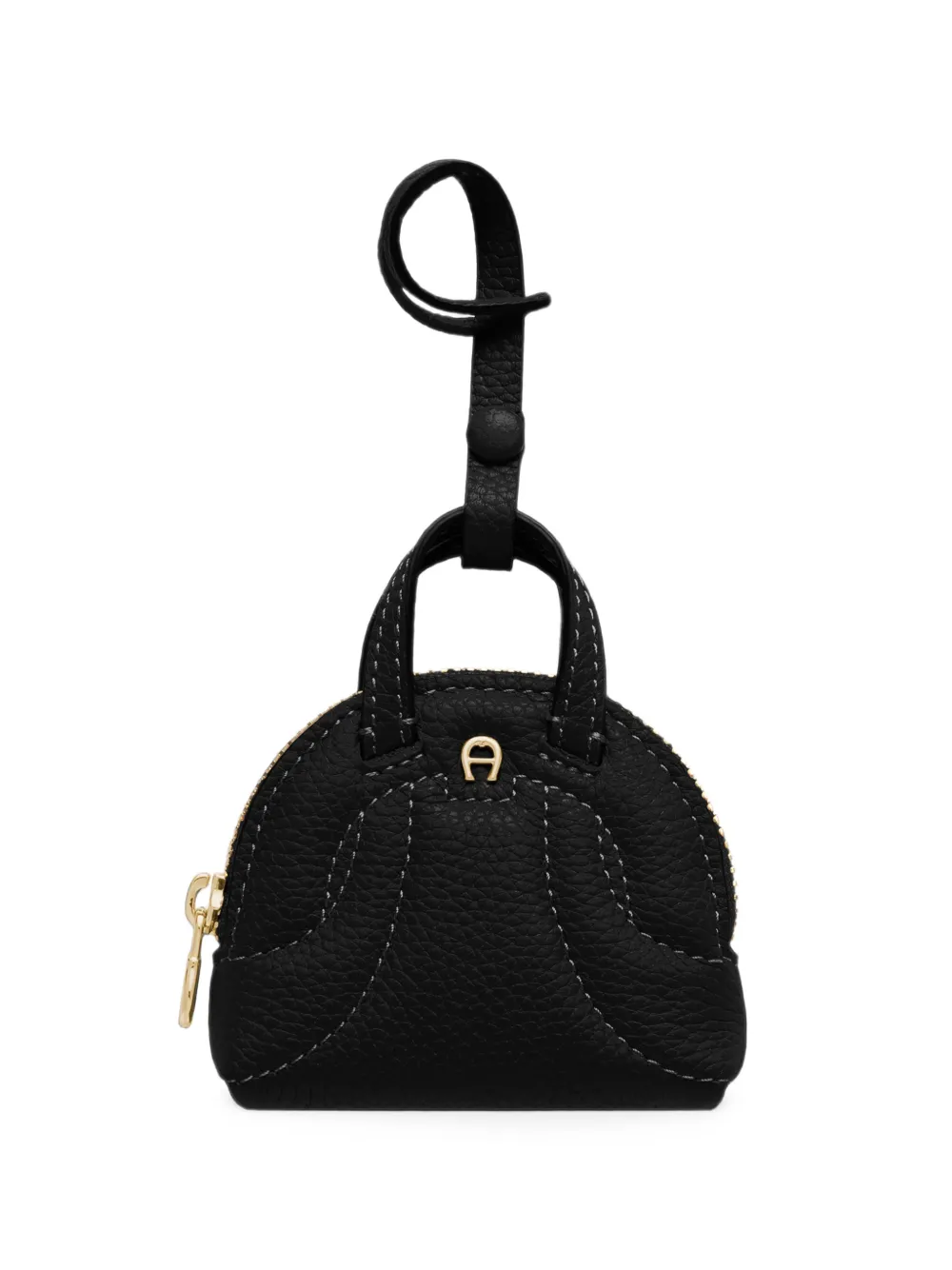 Aigner Sellina Bag-shaped Grained-leather Bag Charm In Black
