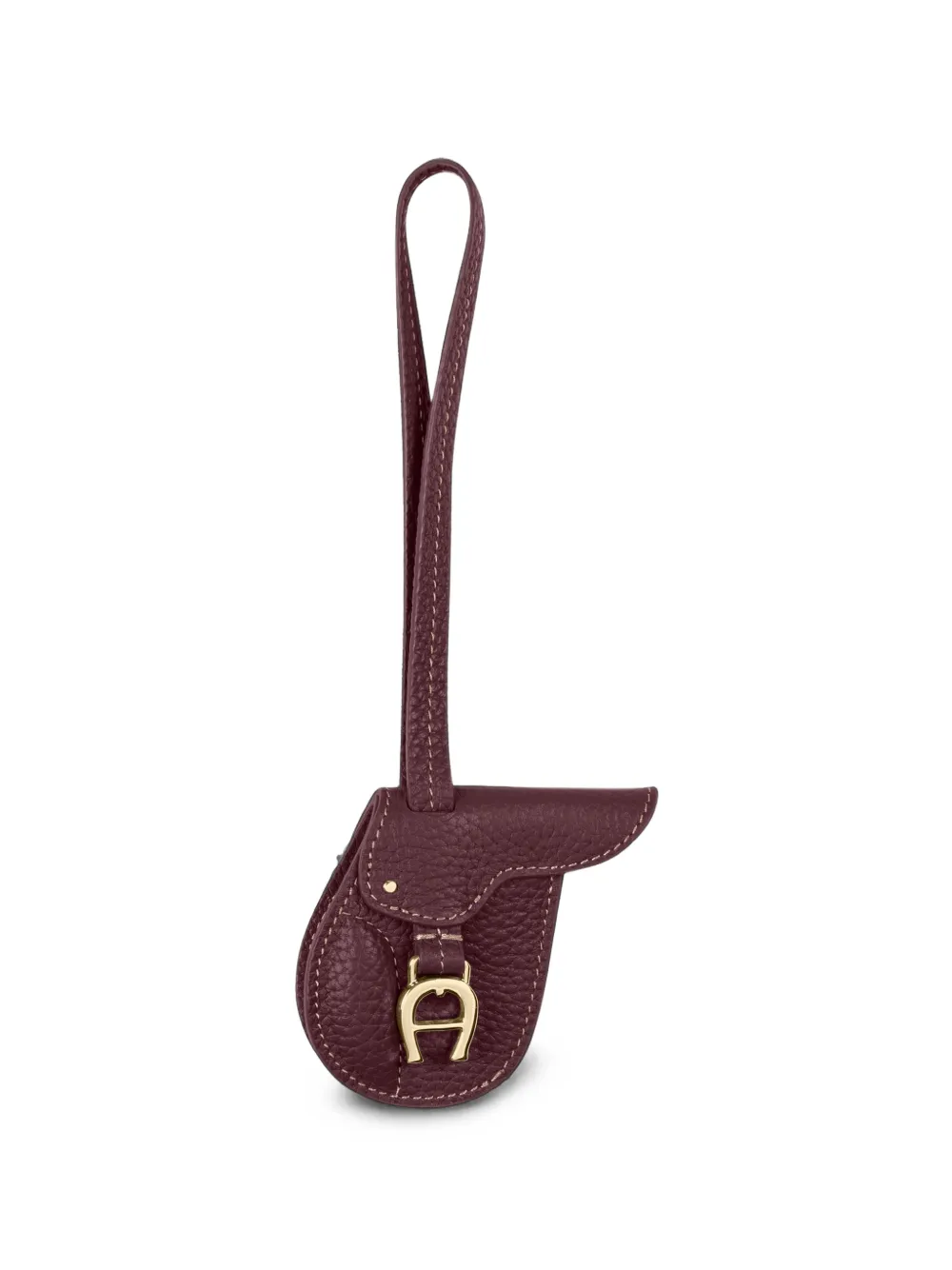 Aigner Logo-plaque Saddle-shaped Keychain In Brown