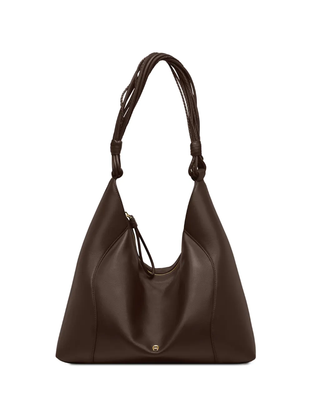 AIGNER Borsa a spalla Giara grande in pelle con tracolla intrecciata - Marrone