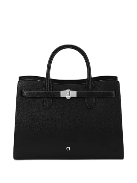 AIGNER large Farah logo-plaque grained leather tote bag