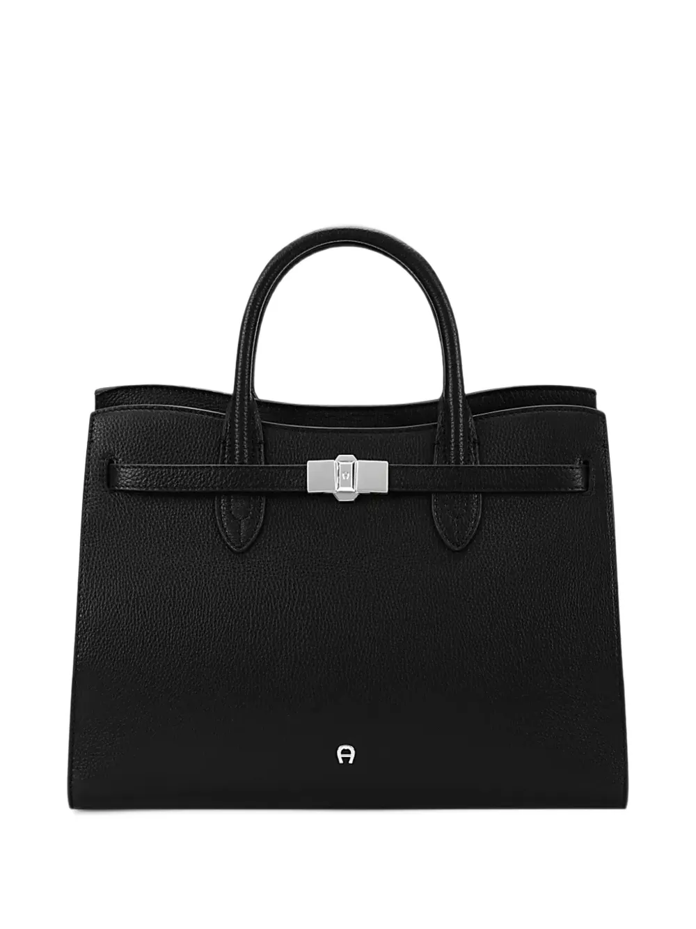 AIGNER Grote Farah leren shopper met logo-plakkaat en textuur Zwart