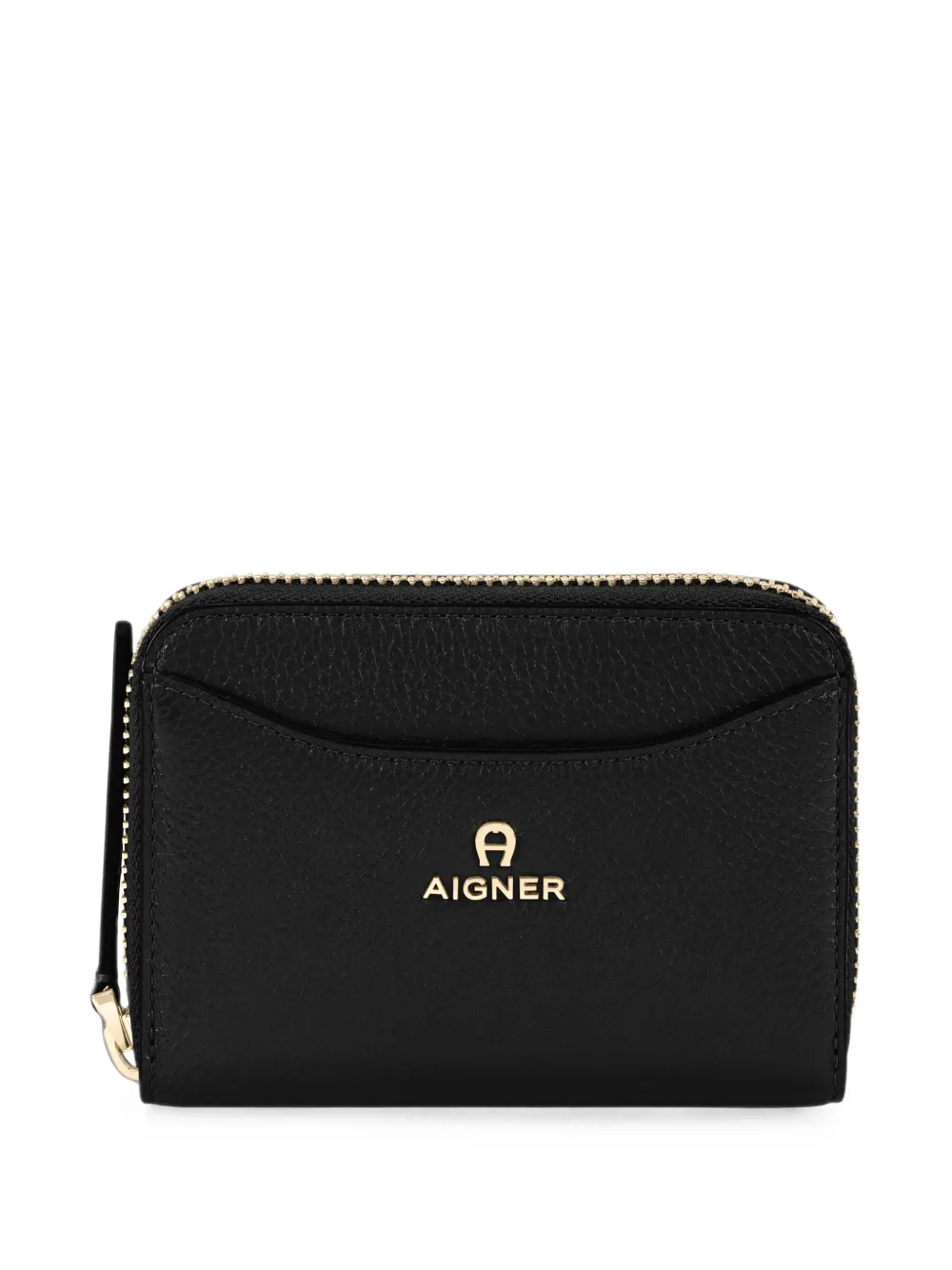 AIGNER Marika logo-plaque pebbled wallet Zwart