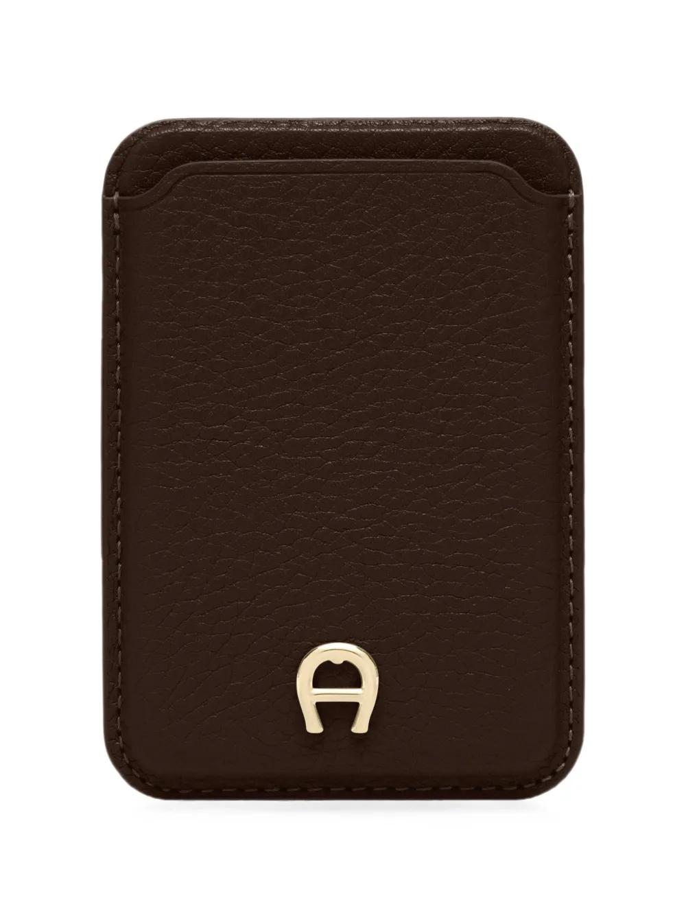 AIGNER Paola logo-plaque grained leather cardholder Bruin