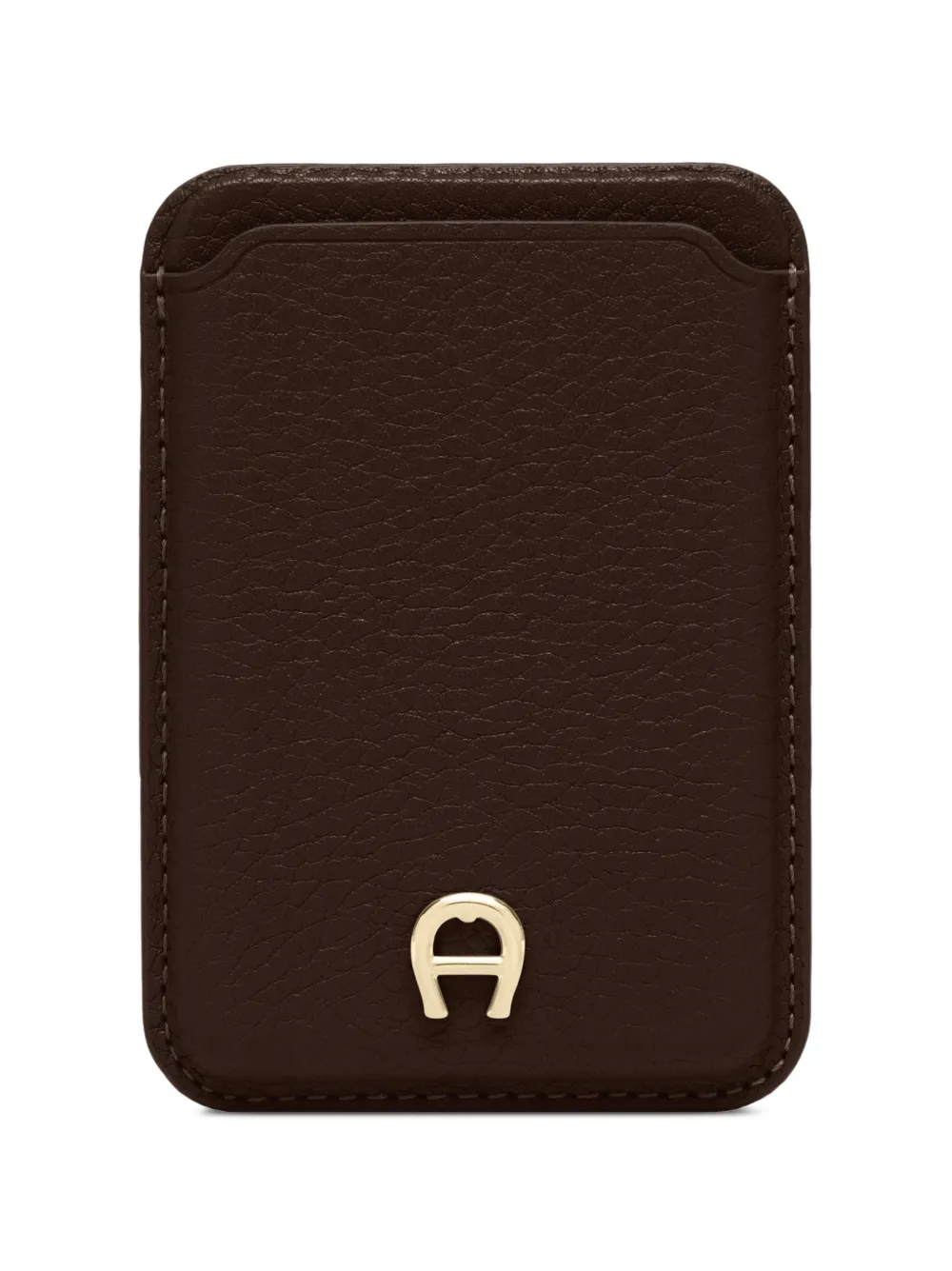 AIGNER Paola logo-plaque grained leather cardholder - Marrone