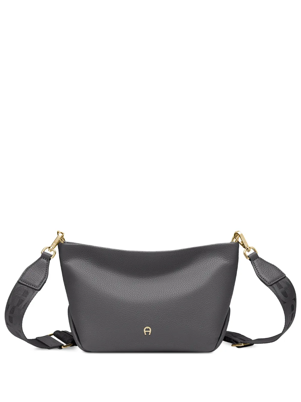 AIGNER Paola logo-plaque grained-leather crossbody bag - Grigio