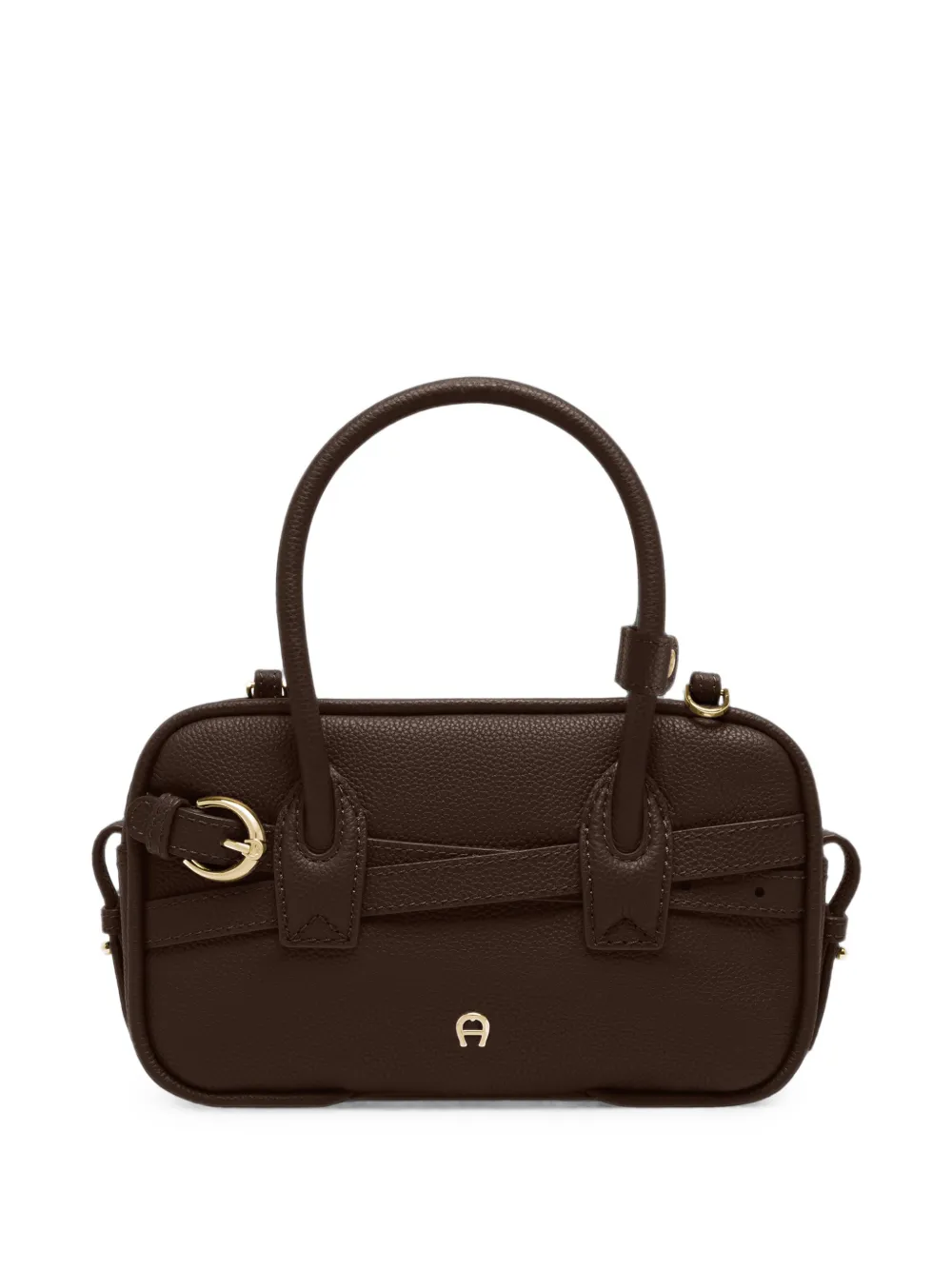 AIGNER XS Whip schoudertas van leer met textuur en gespdetail Bruin