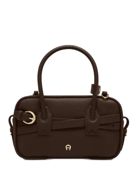 AIGNER XS Whip buckle-detail grained-leather shoulder bag