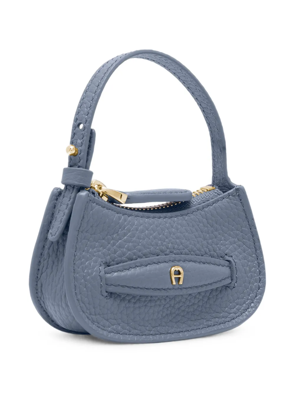 Aigner Cavallo Mini Pebbled Bag Charm In Blue