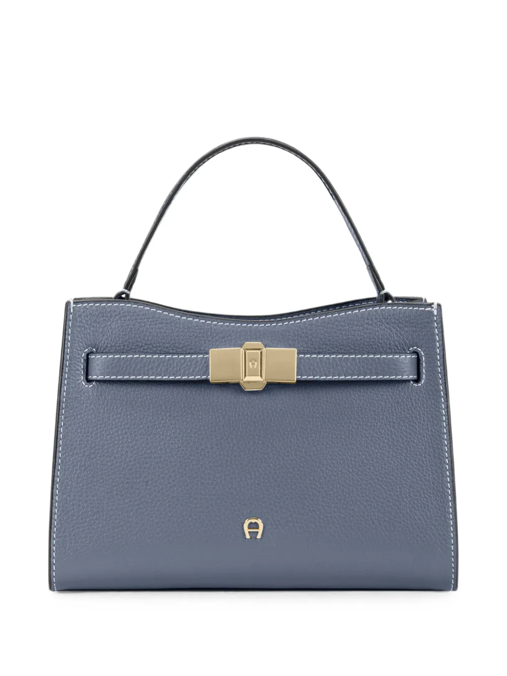 AIGNER small Farah logo-plaque grained-leather tote bag Blauw