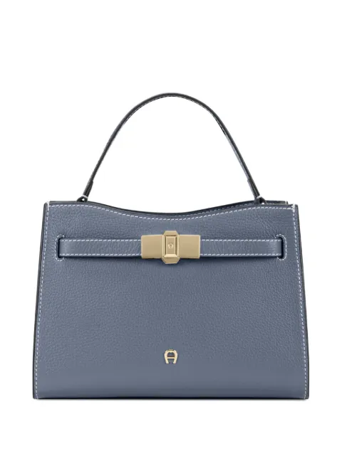 AIGNER small Farah logo-plaque grained-leather tote bag