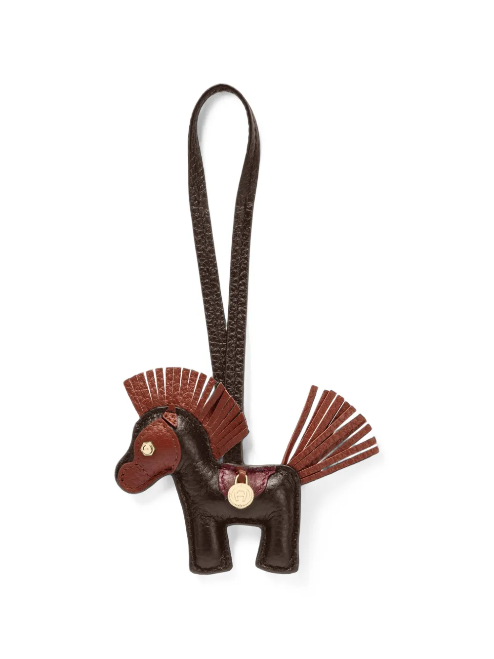 Aigner Horse-shaped Leather Bag Charm In Brown