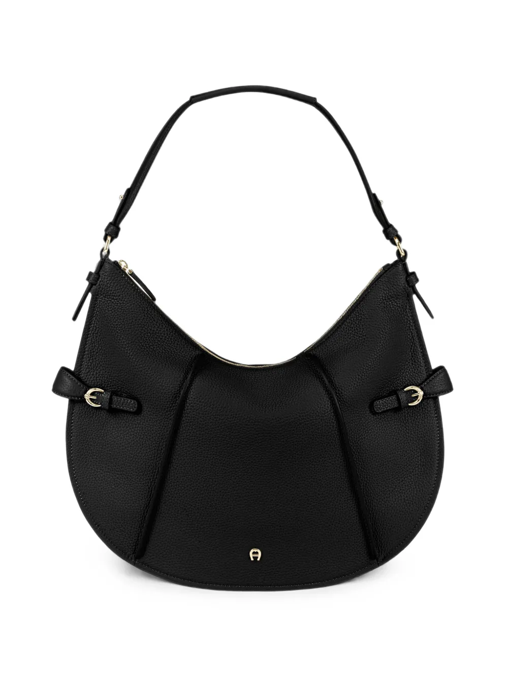 Aigner Medium Cavallo Leather Shoulder Bag In Black