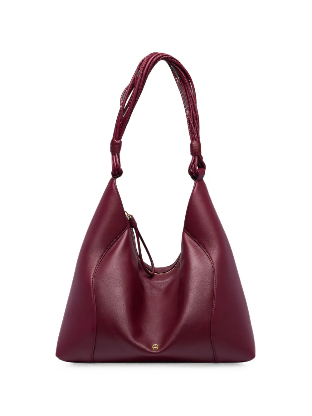 Aigner Large Giara Leather Shoulder Bag In Burgundy