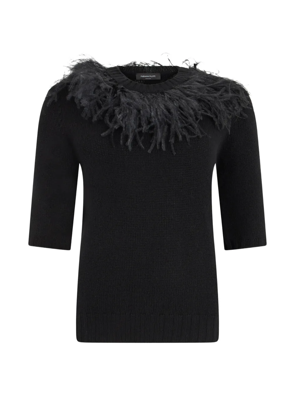 Fabiana Filippi feather-trim sweater - Black