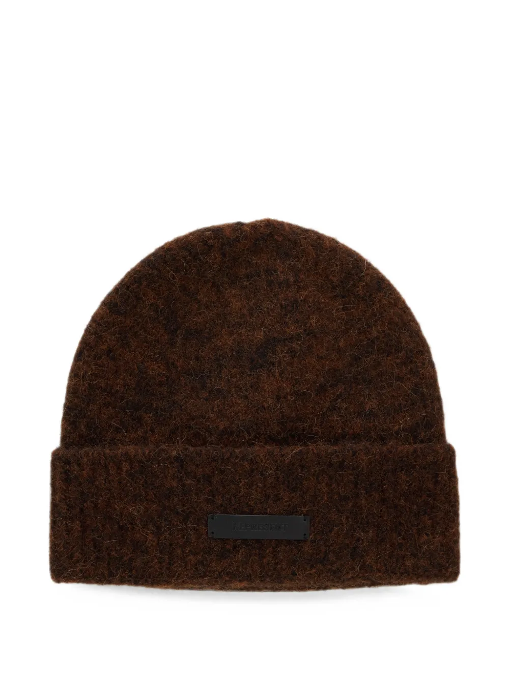 Represent logo-plaque beanie hat