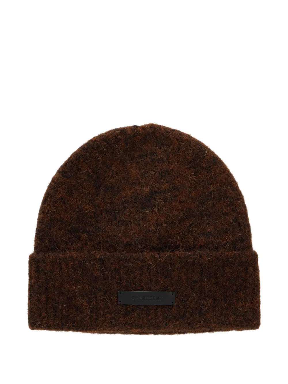 Represent Beanie mit Logo-Schild - Braun
