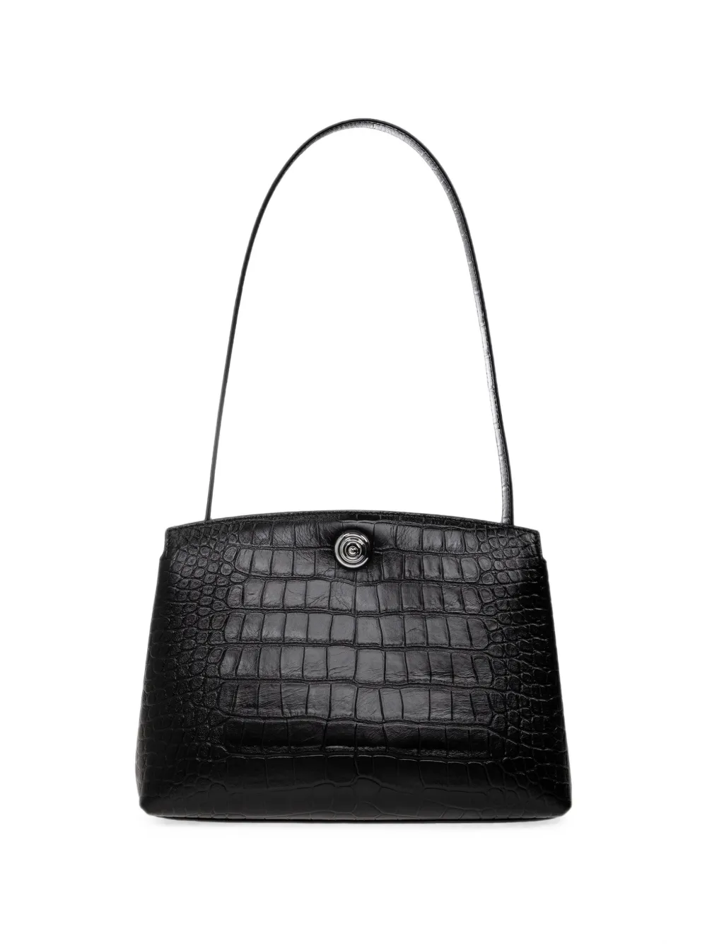 Liffner Pushlock Croc-effect Clutch Bag In Schwarz