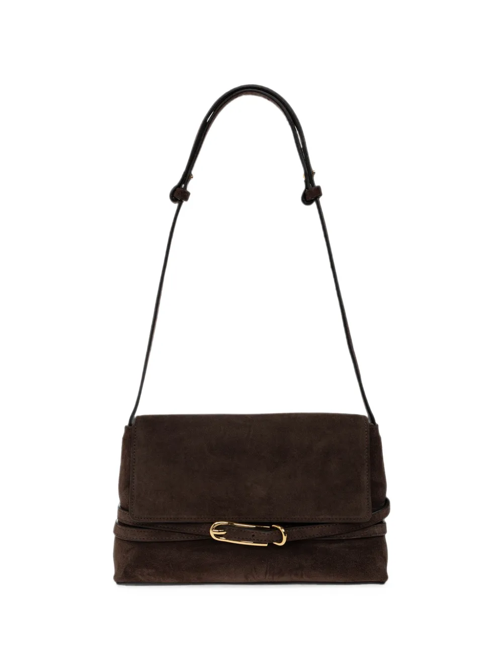 Liffner Buckle-detail Suede Shoulder Bag In Braun