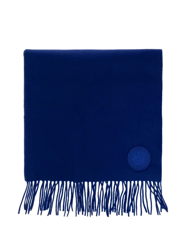 Canada Goose Fringed Logo-patch Scarf in Blue