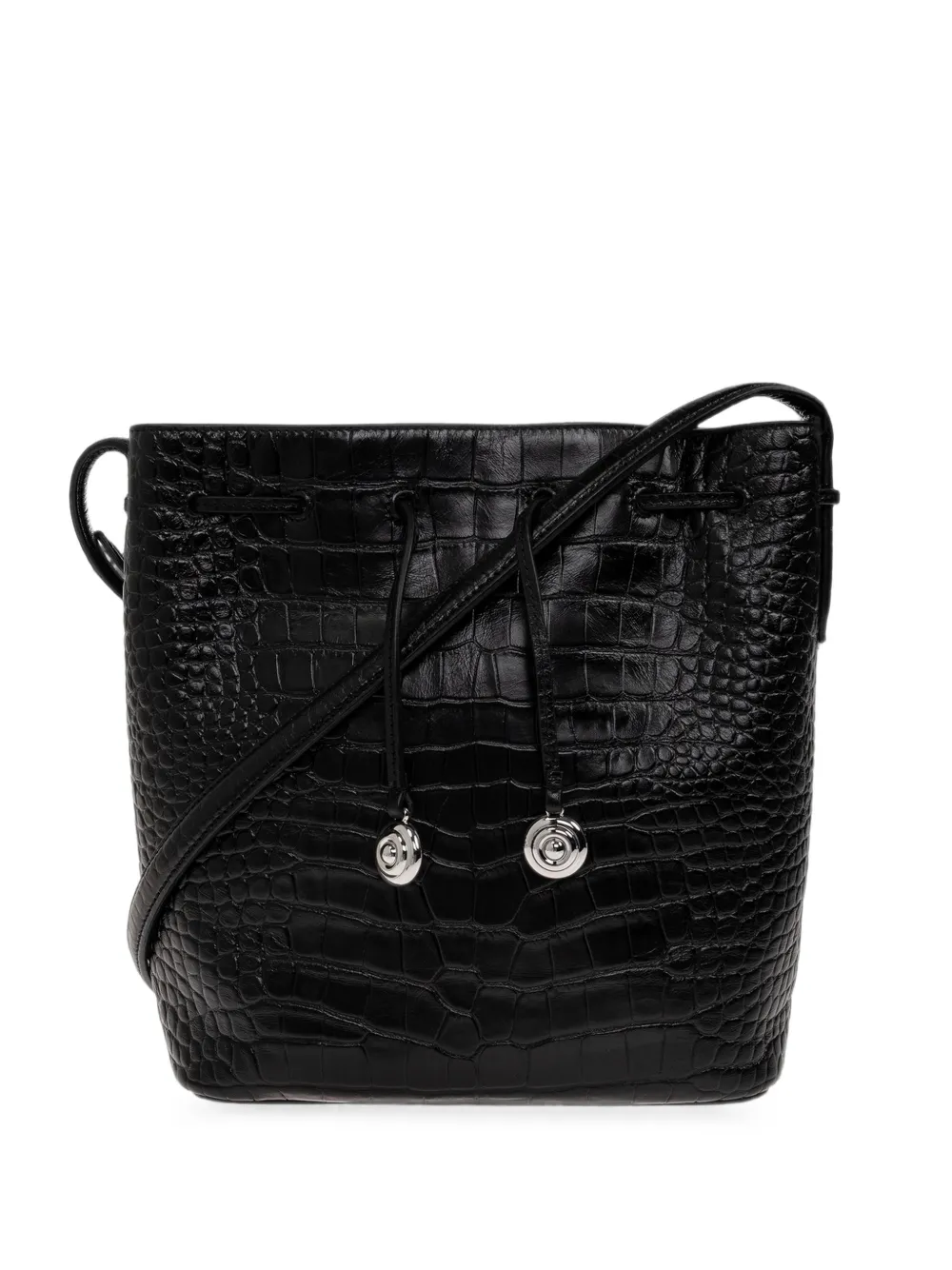 Liffner Small Croc-effect Charm Bucket Bag In Schwarz