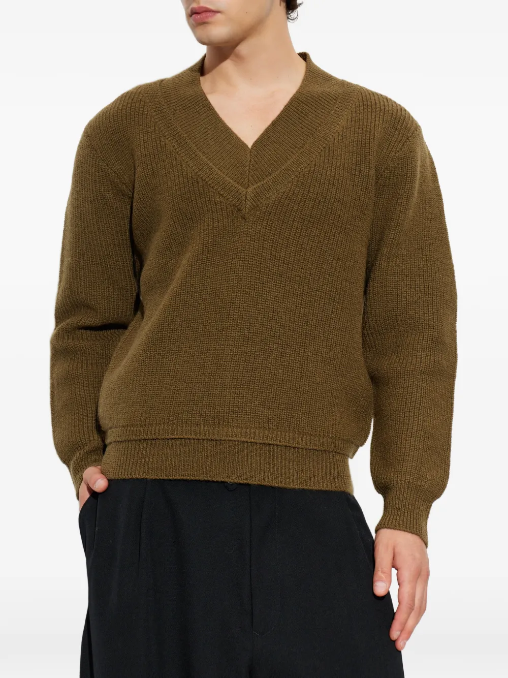 ENTIRE STUDIOS V-neck elbow-patch sweater Bruin
