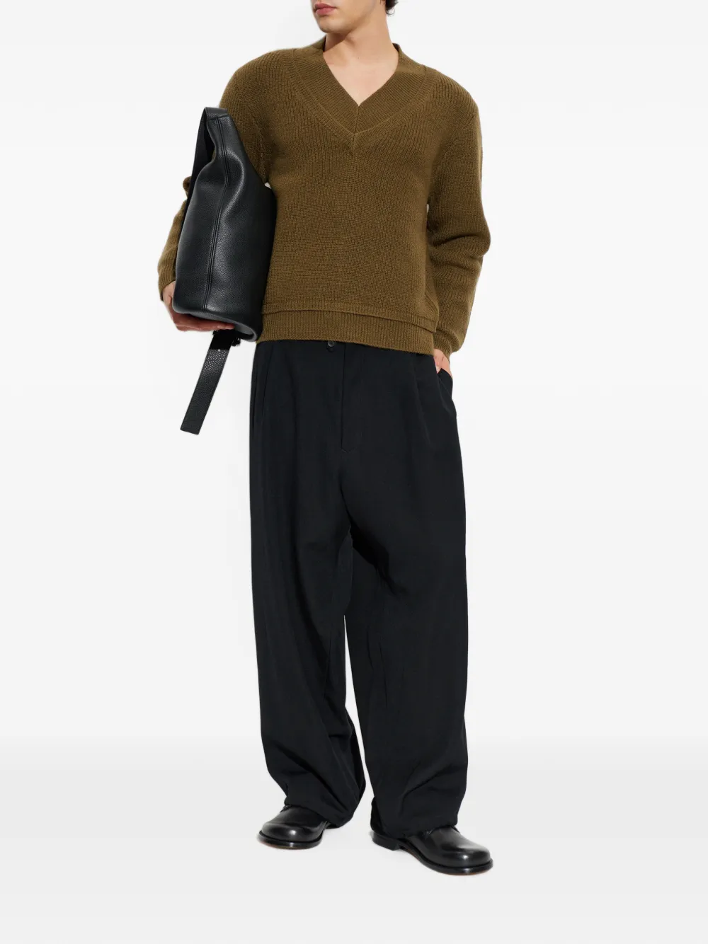 ENTIRE STUDIOS V-neck elbow-patch sweater Bruin