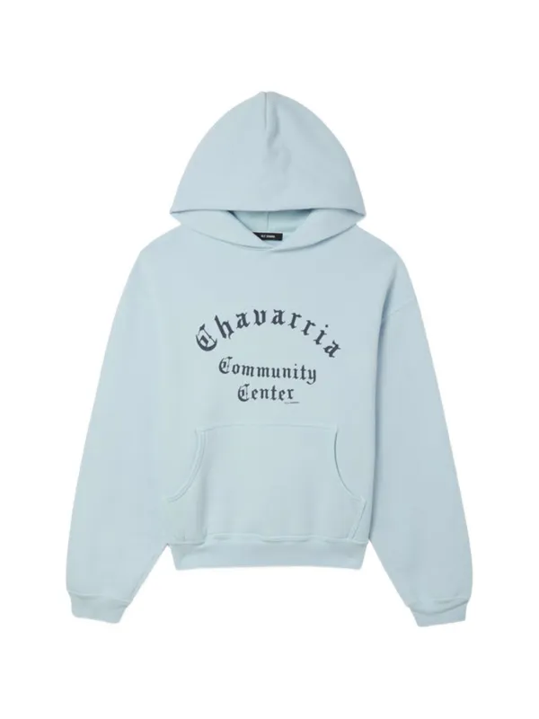 Willy Chavarria Chavarria Community Center Shrunken Pouch-pocket Hoodie in Blue